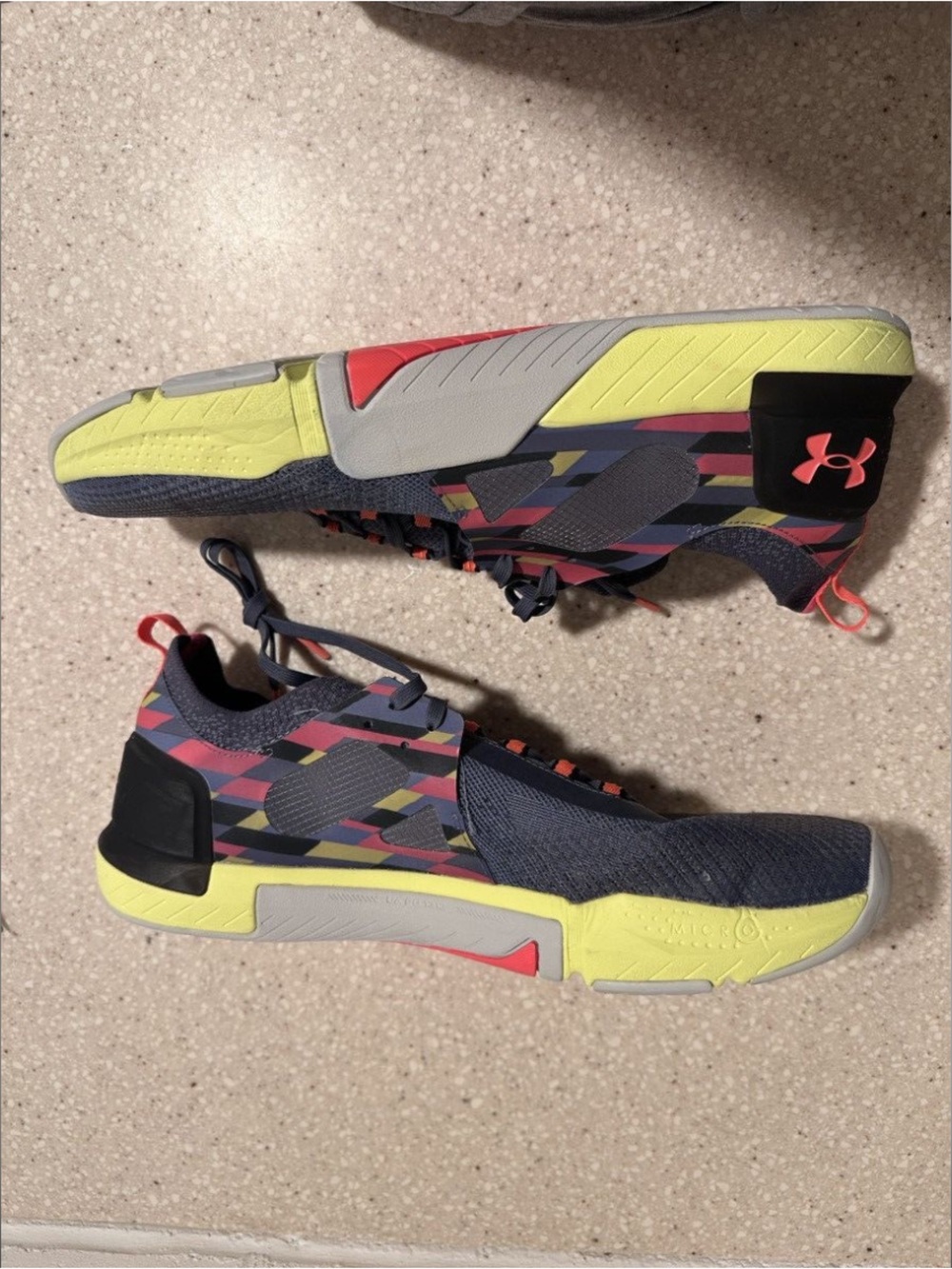 Under Armour TriBase Reign 4 Pro Amp Training Shoes Aurora Purple Yellow Ray 14 - Picture 8 of 16